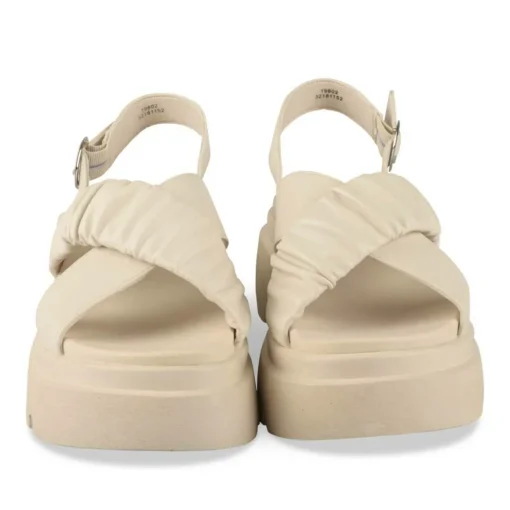 Sandales BEIGE Femme Motif Uni Boucle