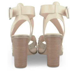 Sandales BEIGE Femme Motif Clouté Boucle