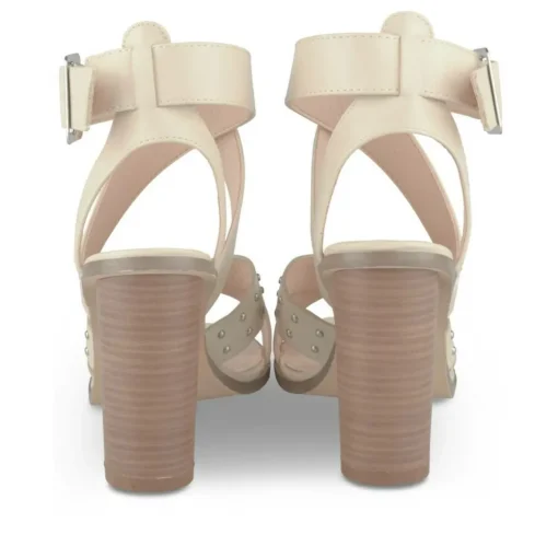Sandales BEIGE Femme Motif Clouté Boucle