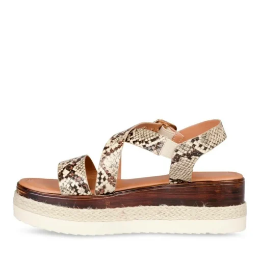 Sandales BEIGE Femme Motif Uni Boucle