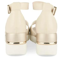 Sandales BEIGE Femme Motif Uni Boucle