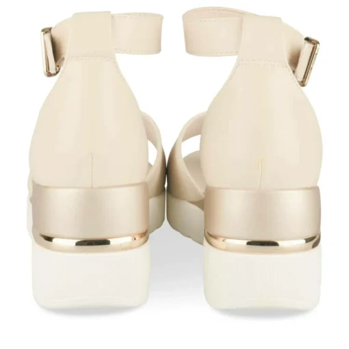 Sandales BEIGE Femme Motif Uni Boucle