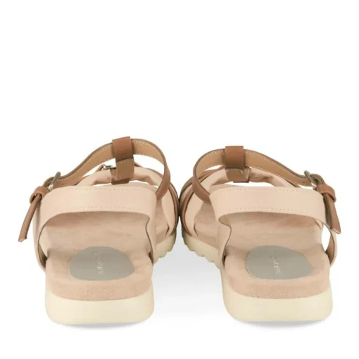 Sandales BEIGE Femme Motif Uni Boucle