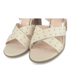 Sandales BEIGE Femme Motif Clouté Boucle