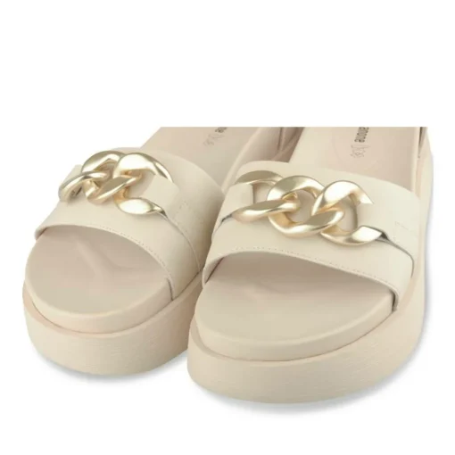 Sandales BEIGE Femme Motif Chaîne Boucle