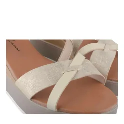 Sandales BEIGE Femme Motif Paillettes Boucle