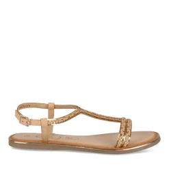 Sandales BEIGE Fille CUIR Motif Tressé Boucle