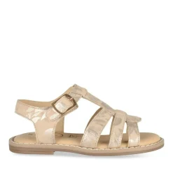 Sandales BEIGE Fille CUIR Motif Iridescent Boucle