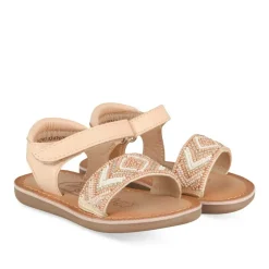 Sandales BEIGE Fille CUIR Motif Perle Scratch