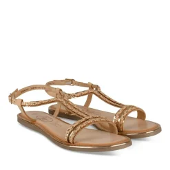 Sandales BEIGE Fille CUIR Motif Tressé Boucle