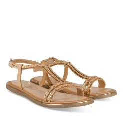 Sandales BEIGE Fille CUIR Motif Tressé Boucle