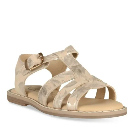 Sandales BEIGE Fille CUIR Motif Iridescent Boucle