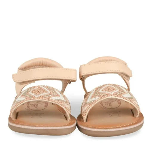 Sandales BEIGE Fille CUIR Motif Perle Scratch
