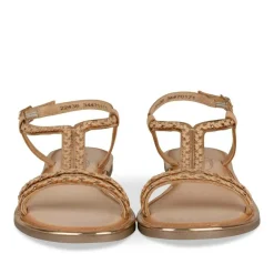 Sandales BEIGE Fille CUIR Motif Tressé Boucle
