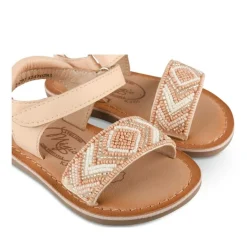 Sandales BEIGE Fille CUIR Motif Perle Scratch