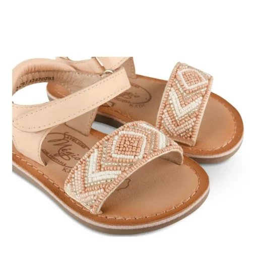 Sandales BEIGE Fille CUIR Motif Perle Scratch