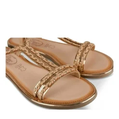 Sandales BEIGE Fille CUIR Motif Tressé Boucle