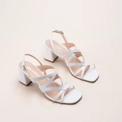 Sandales BLANC Femme CUIR Motif Uni Boucle