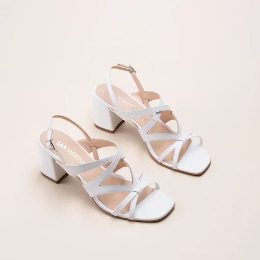 Sandales BLANC Femme CUIR Motif Uni Boucle