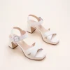 Sandales BLANC Femme CUIR Motif Uni Boucle