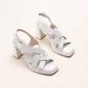 Sandales BLANC Femme CUIR Motif Uni Boucle