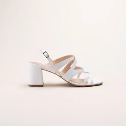 Sandales BLANC Femme CUIR Motif Uni Boucle