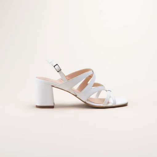 Sandales BLANC Femme CUIR Motif Uni Boucle