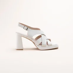 Sandales BLANC Femme CUIR Motif Uni Boucle