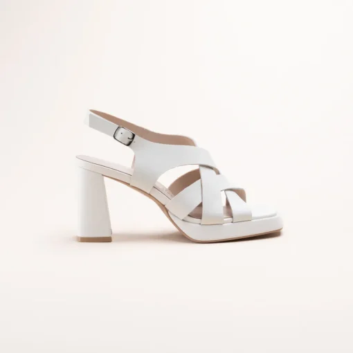 Sandales BLANC Femme CUIR Motif Uni Boucle