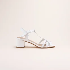 Sandales BLANC Femme CUIR Motif Uni Boucle