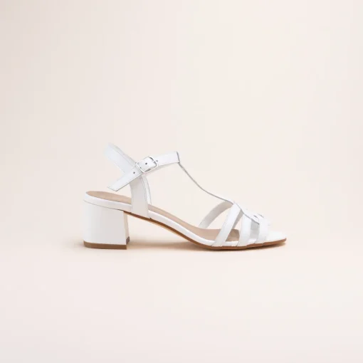 Sandales BLANC Femme CUIR Motif Uni Boucle