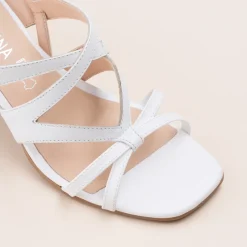 Sandales BLANC Femme CUIR Motif Uni Boucle