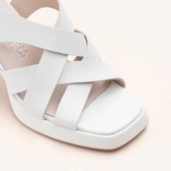 Sandales BLANC Femme CUIR Motif Uni Boucle