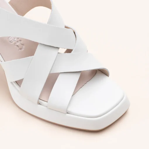 Sandales BLANC Femme CUIR Motif Uni Boucle