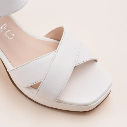 Sandales BLANC Femme CUIR Motif Uni Boucle