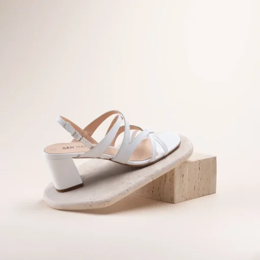 Sandales BLANC Femme CUIR Motif Uni Boucle