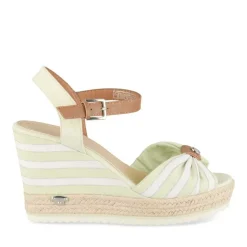 Sandales BLANC Femme Motif Rayures Boucle