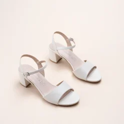 Sandales BLANC Femme Motif Uni Boucle