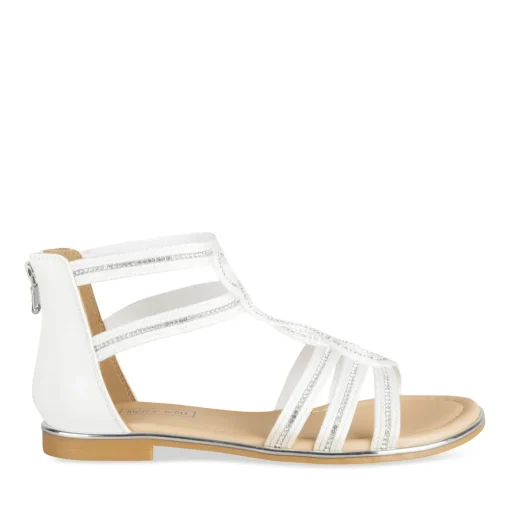 Sandales BLANC Femme Motif Uni Fermeture éclair