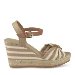 Sandales BLANC Femme Motif Rayures Boucle
