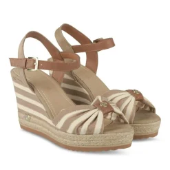 Sandales BLANC Femme Motif Rayures Boucle