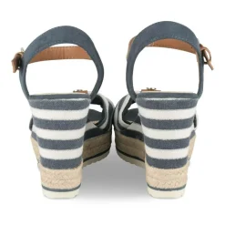 Sandales BLANC Femme Motif Rayures Boucle