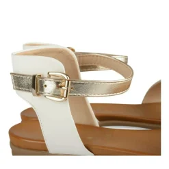 Sandales BLANC Femme Motif Multicolore Boucle