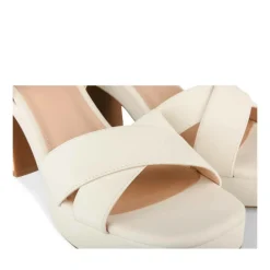 Sandales BLANC Femme Motif Uni Boucle