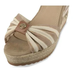 Sandales BLANC Femme Motif Rayures Boucle
