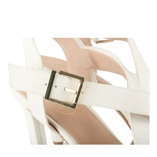 Sandales BLANC Femme Motif Uni Boucle