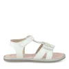 Sandales BLANC Fille CUIR Motif Fleuri Scratch