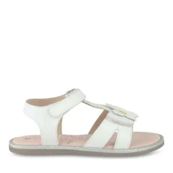 Sandales BLANC Fille CUIR Motif Fleuri Scratch