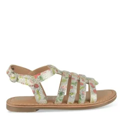 Sandales BLANC Fille CUIR Motif Multicolore Boucle