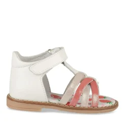 Sandales BLANC Fille CUIR Motif Paillettes Scratch